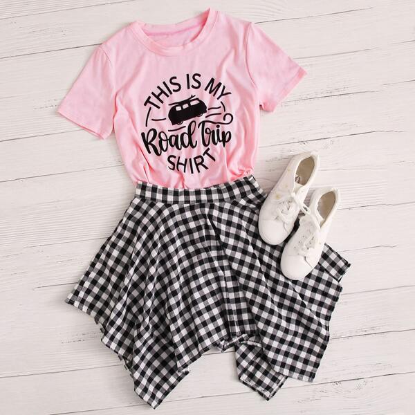 

Bus And Slogan Graphic Tee, Pink