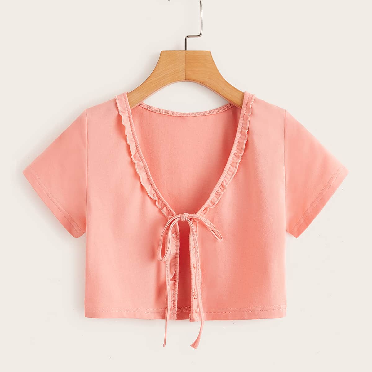

Self Tie Pink Crop Top