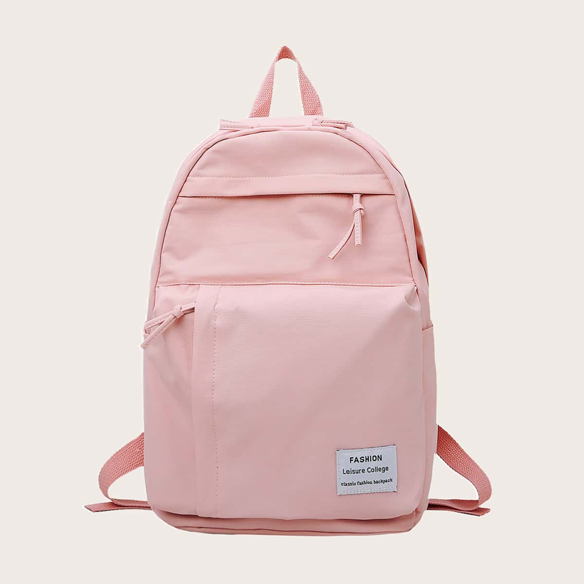 

Letter Patch Large Capacity Backpack, Pink