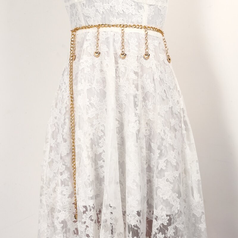

Heart Tassel Charm Waist Chain Belt, Gold