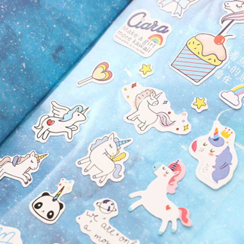

1sheet Cartoon Unicorn Sticker, Multicolor