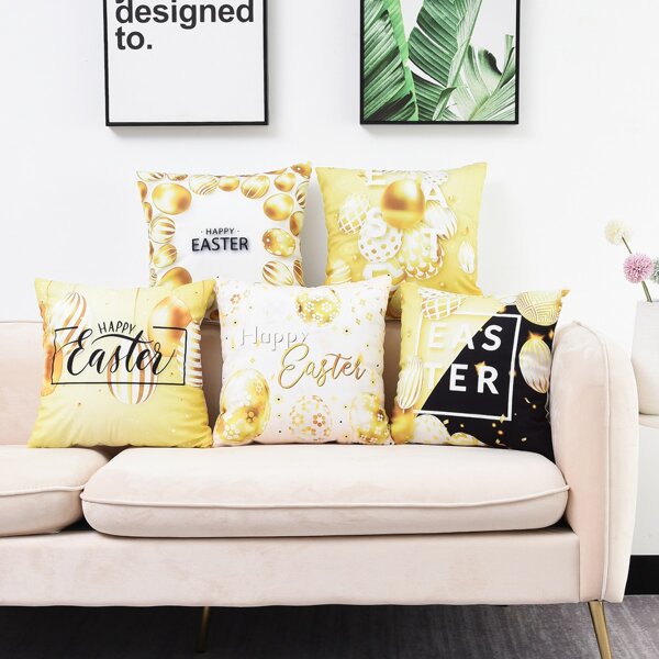 

1pc Egg Print Cushion Cover Without Filler, Multicolor