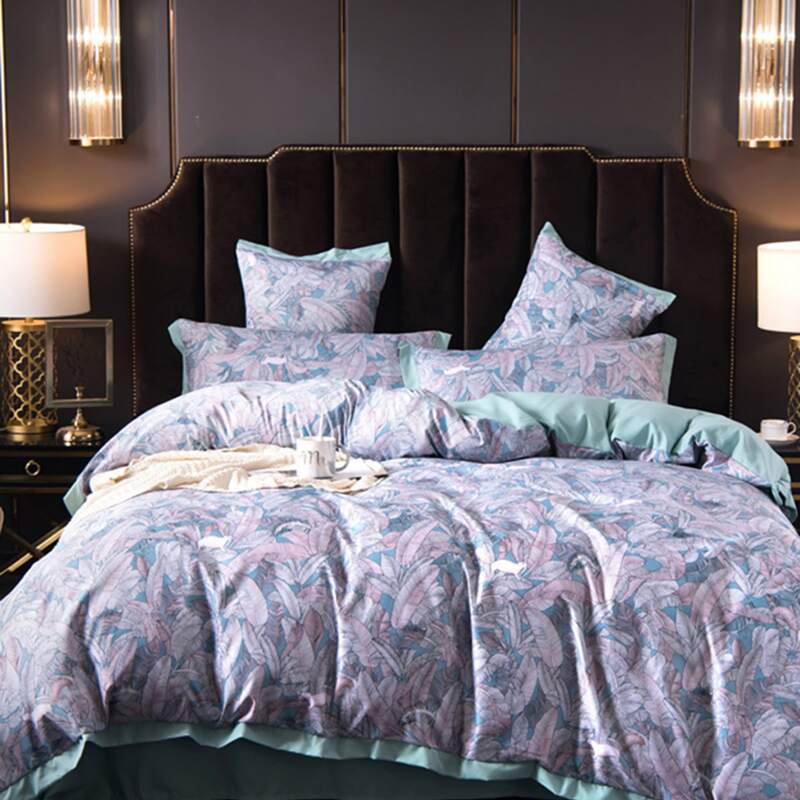 

Leaf Overlay Print Bedding Sets Without Filler, Multicolor