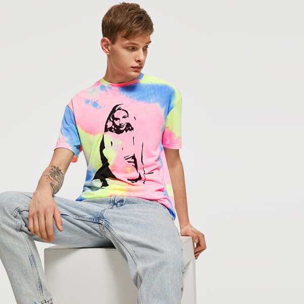 

Men Tie Dye Figure Graphic Tee, Multicolor