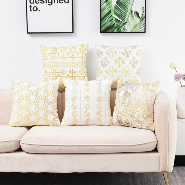 

Чехол подушки горячего тиснения без наполнителя 1шт, Золотистый