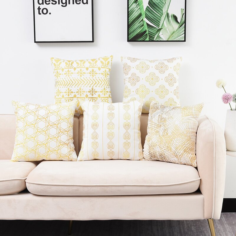 

1pc Hot Stamping Cushion Cover Without Filler, Gold