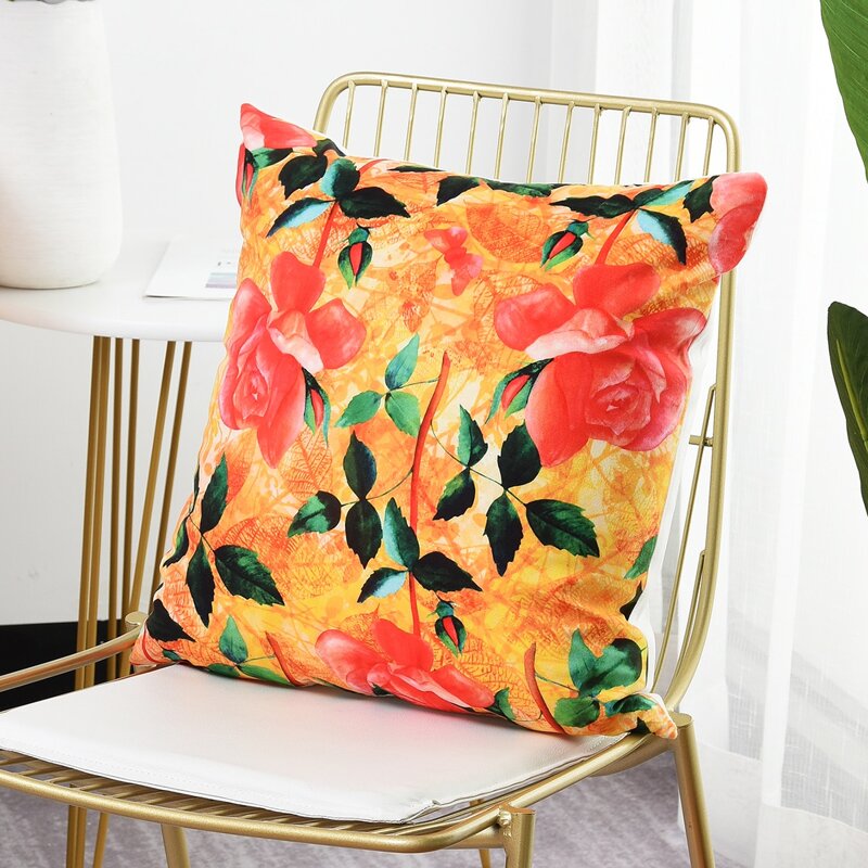 

Rose Print Cushion Cover Without Filler, Multicolor