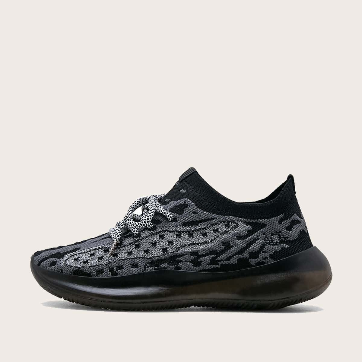 

Guys Lace-up Front Knit Sneakers, Black