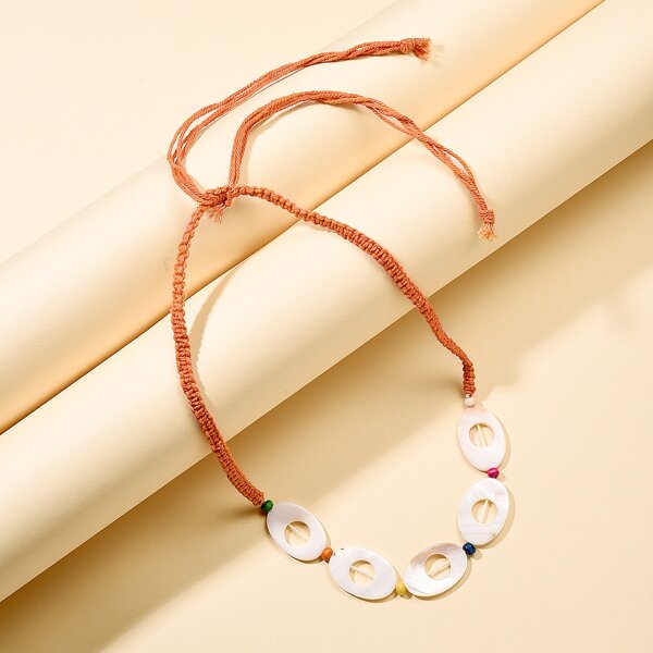 

1pc Hollow Out Braided Necklace, Orange