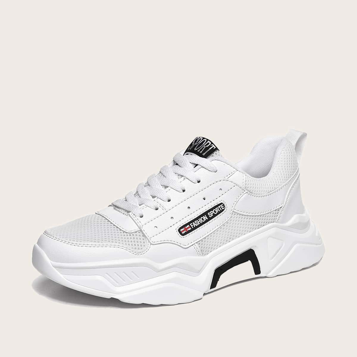 

Guys Lace-up Front Mesh Panel Sneakers, White