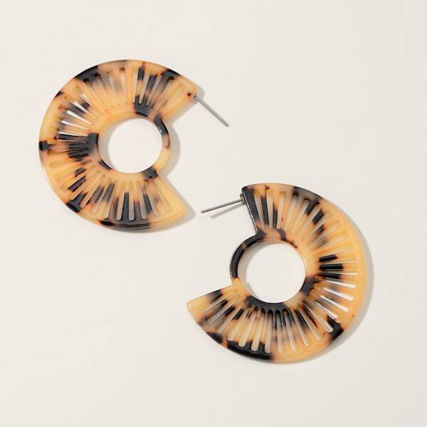 

1pair Hollow Out Leopard Pattern Earrings, Multicolor