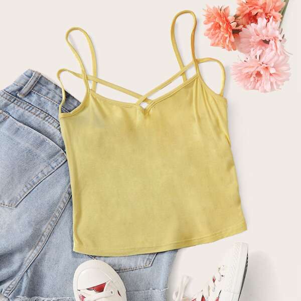 

Короткий топ на бретелях, Жёлтые пастельный