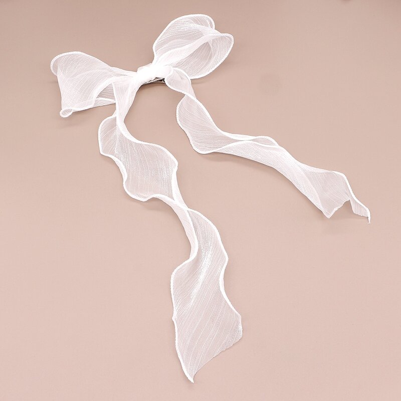 

Mesh Bow Decor Hair Clip, White