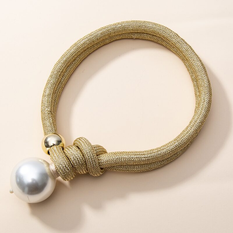 

1pc Faux Pearl Decor Layered Necklace, Gold