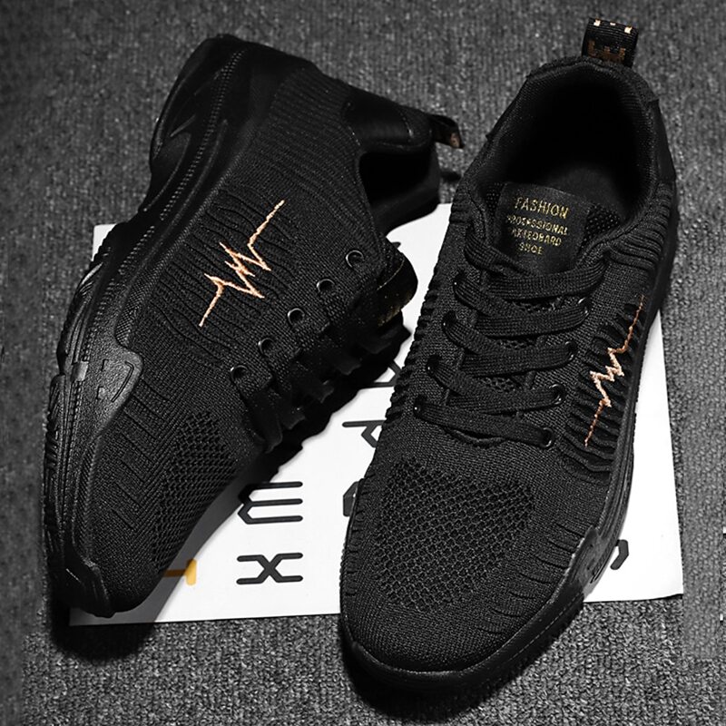 

Guys Lace-up Front Electrocardiogram Graphic Sneakers, Black