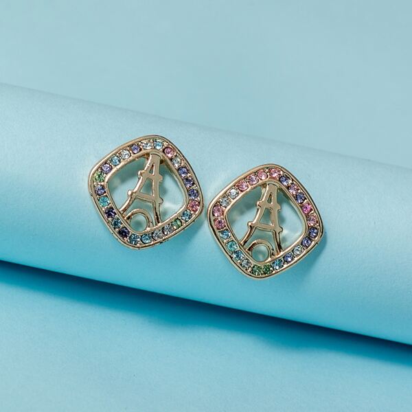 

1pair Tower Design Stud Earrings, Multicolor
