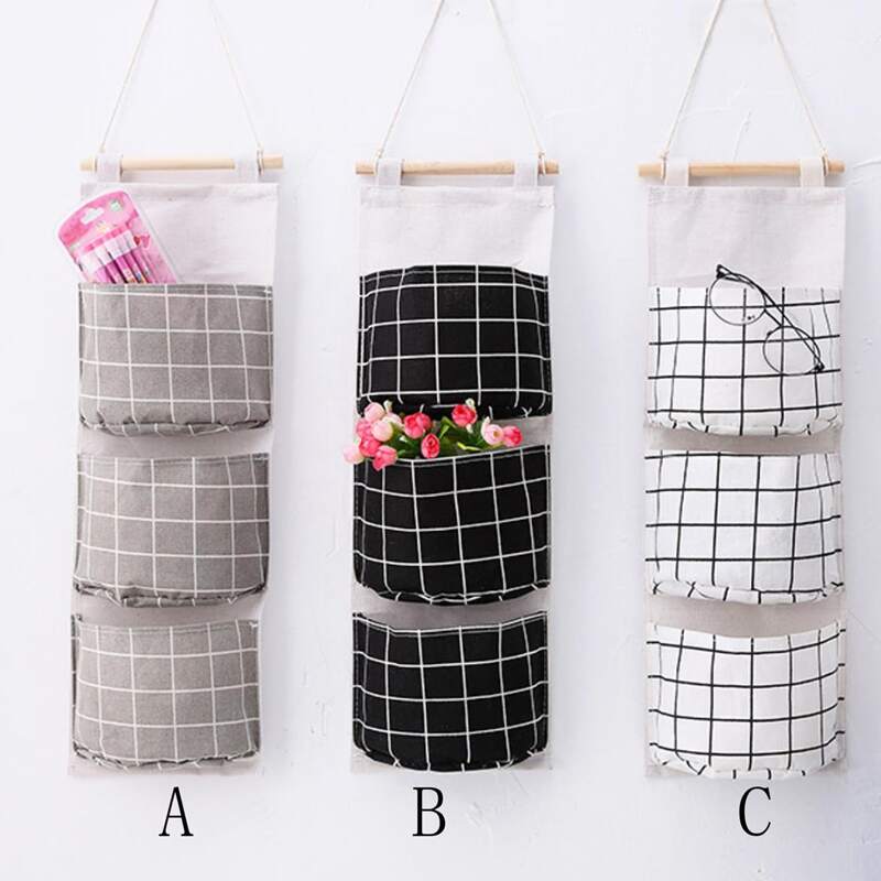 

1pc Plaid Hanging Storage Bag, Multicolor
