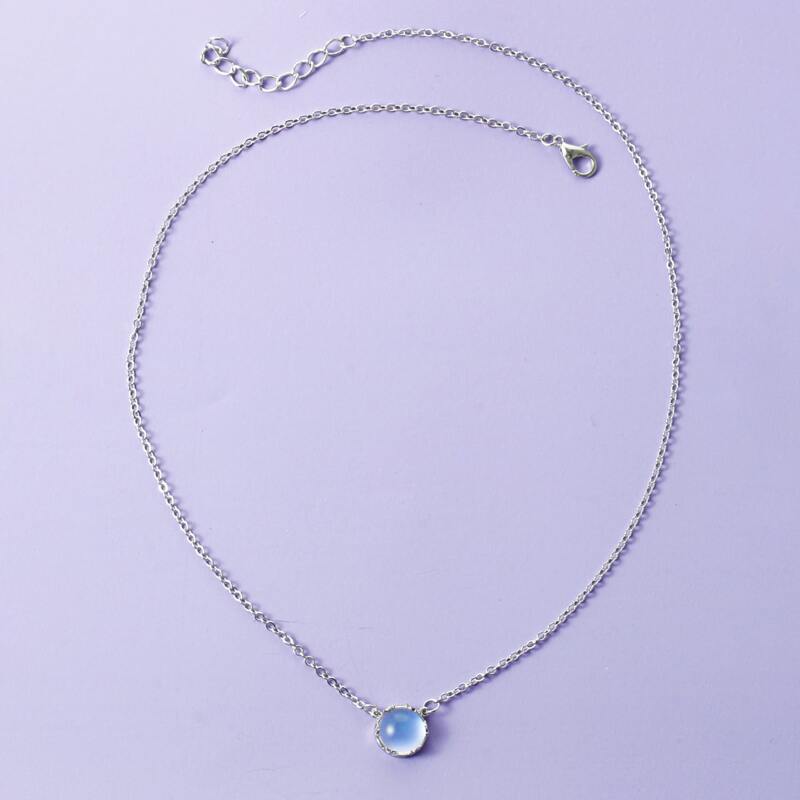 

1pc Round Charm Necklace, Silver