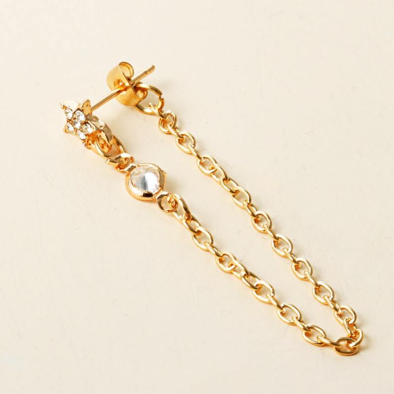 

1pc Rhinestone Engraved Star Decor Earring Jacket, Gold