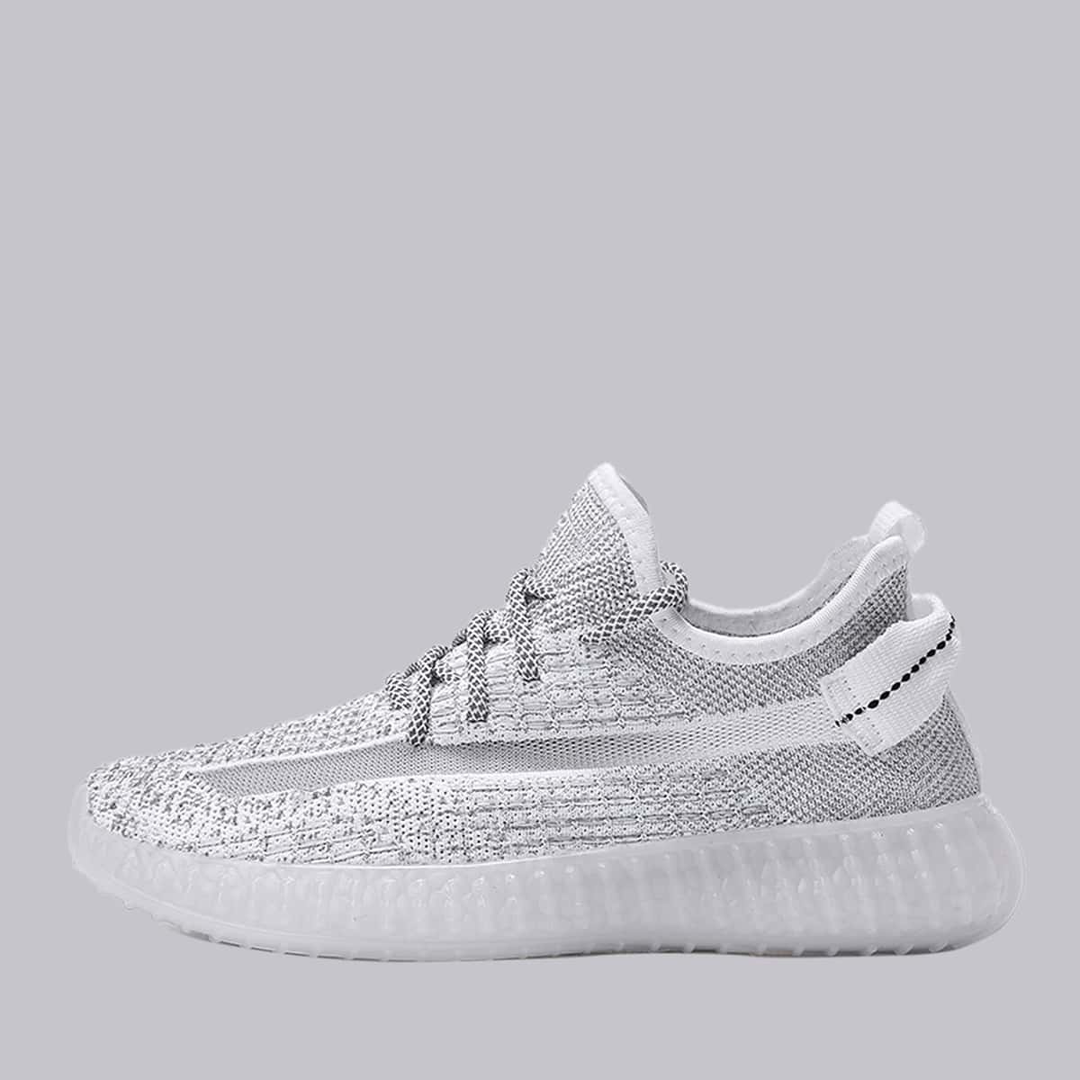 

Mesh Panel Lace-up Front Sneakers, White
