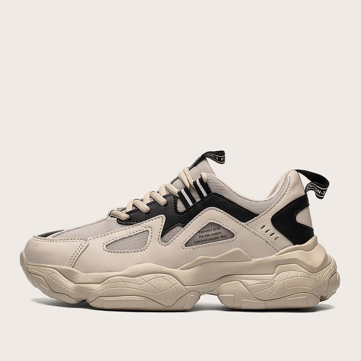 

Guys Lace-up Front Mesh Panel Sneakers, Khaki