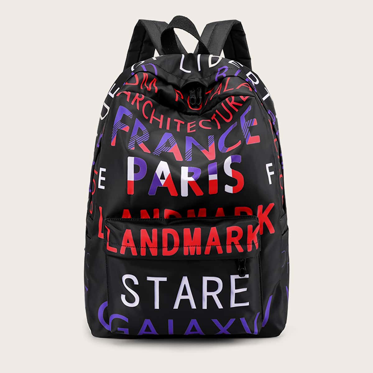 

Letter Graphic Backpack, Black