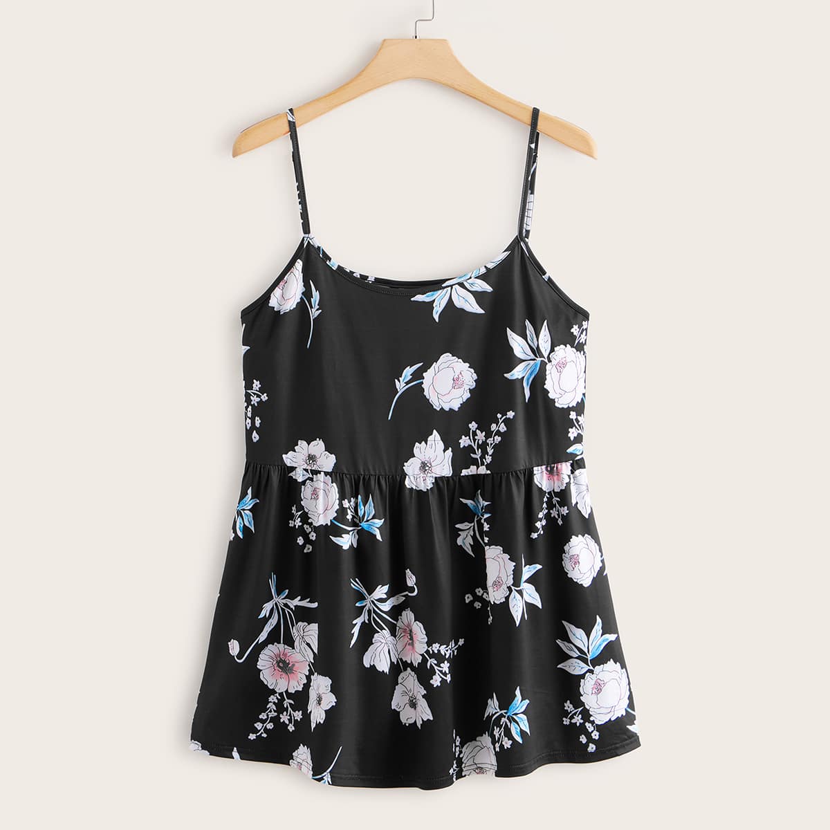 Plus Ruffle Hem Floral Print Cami Top thumbnail