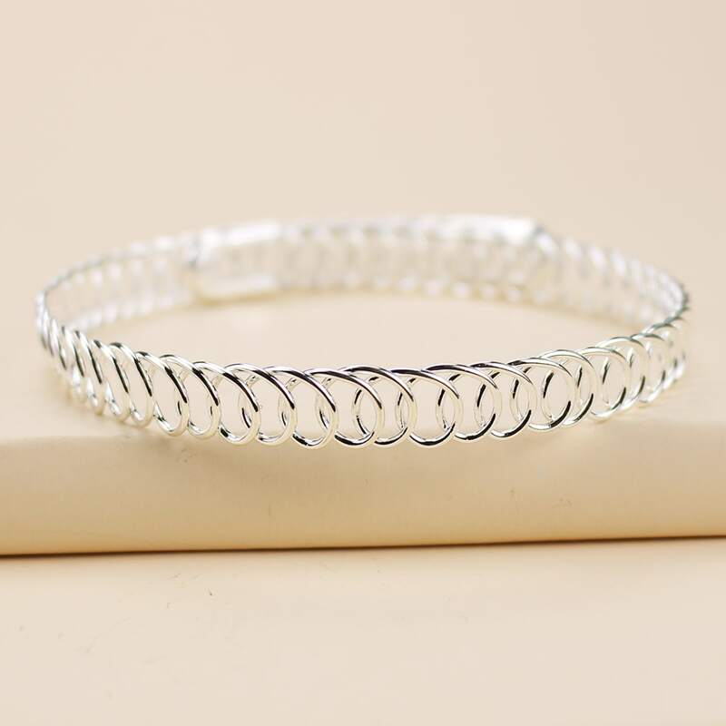

1pc Solid Metal Choker, Silver