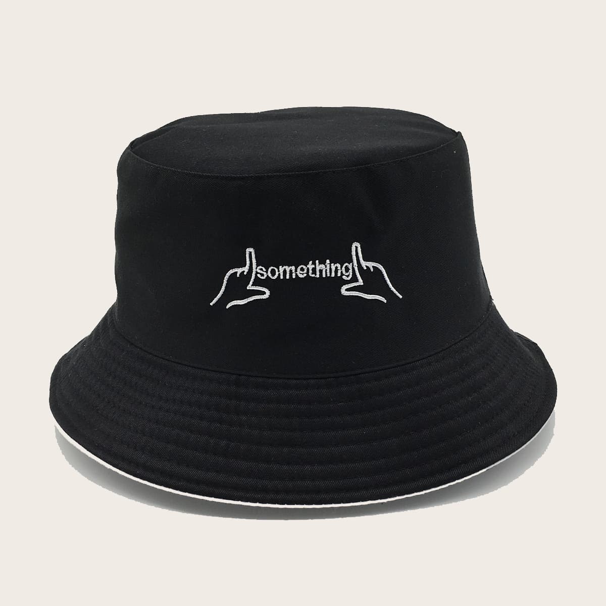 

Guys Letter Embroidered Bucket Hat, Black
