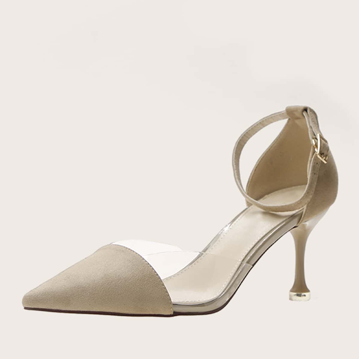 

Point Toe Ankle Strap Stiletto Heels, Khaki