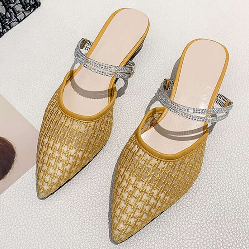 

Rhinestone Detail Two Way Wear Flats, Yellow