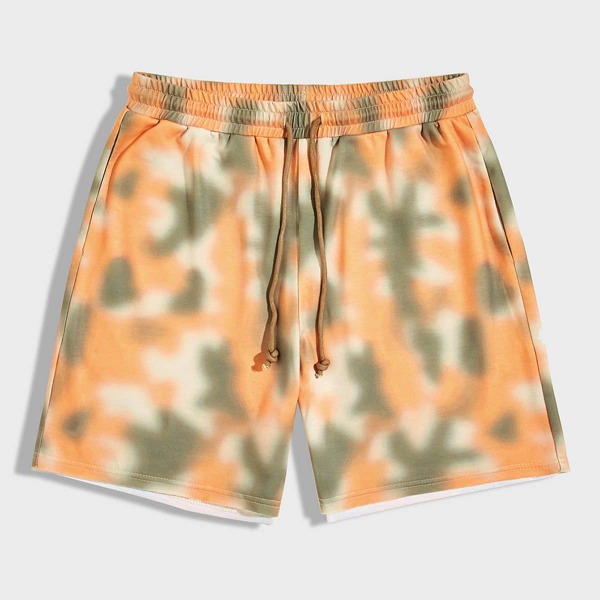 

Men Drawstring Waist Tie Dye Track Shorts, Multicolor