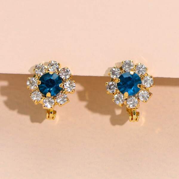 

1pair Rhinestone Decor Earrings, Multicolor