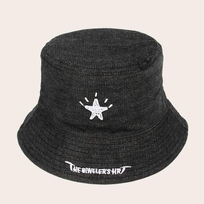 

Guys Star Embroidery Bucket Hat, Black