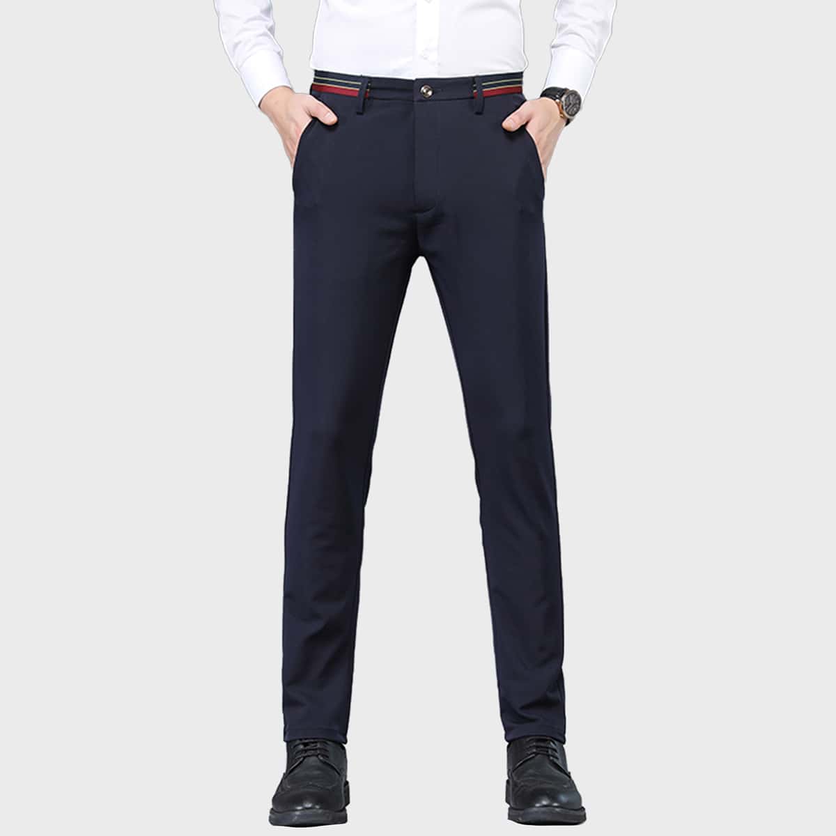 

Guys Striped Tailored Pants, Navy blue