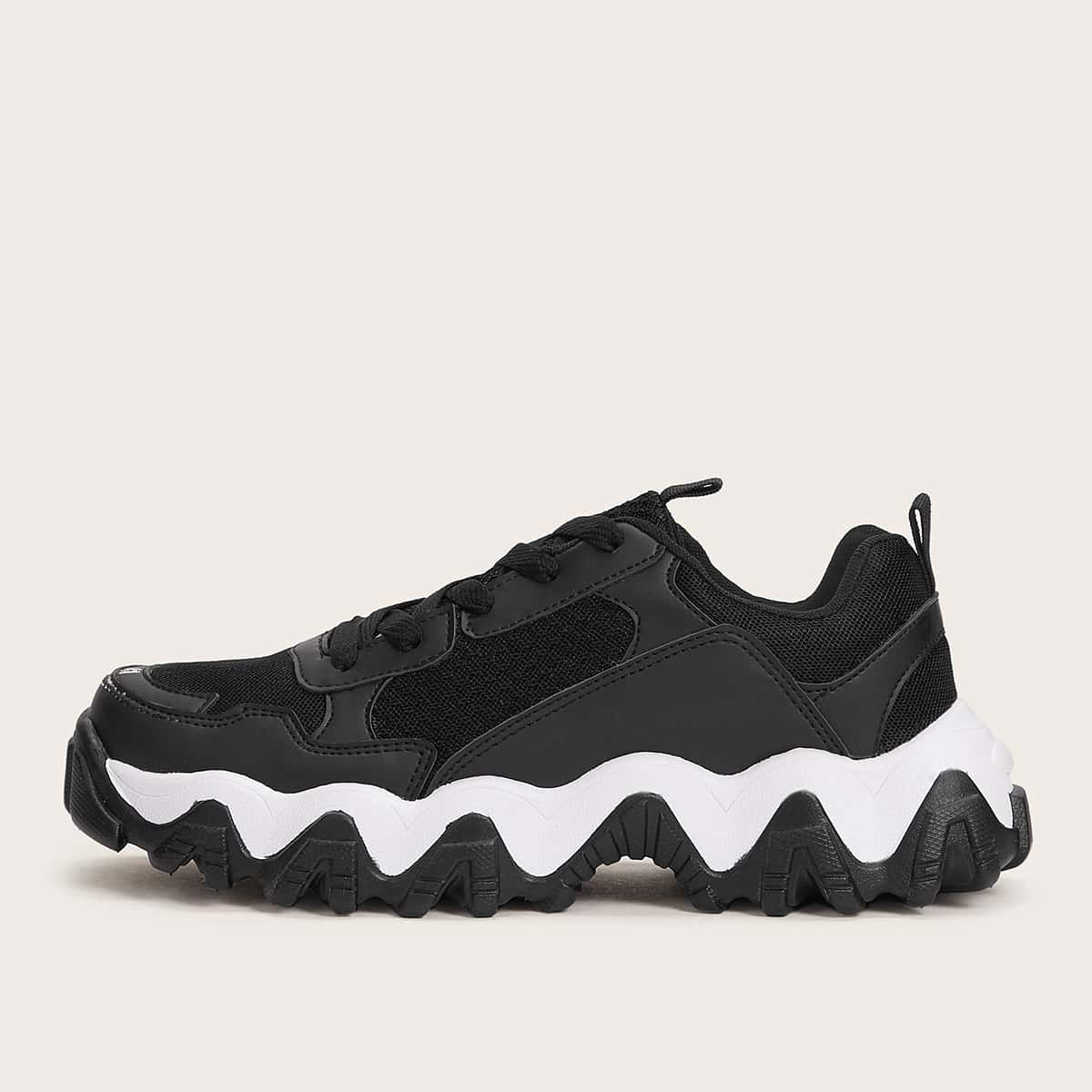 

Guys Lace-up Front Mesh Panel Sneakers, Black