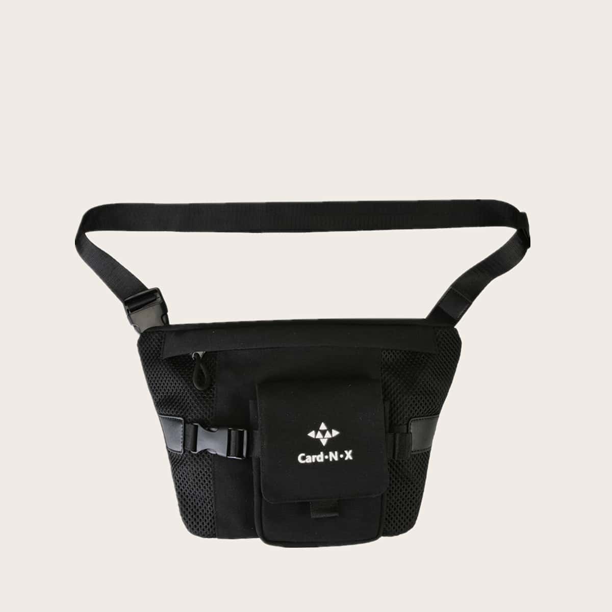 

Guys Buckle Decor Fanny Pack, Black