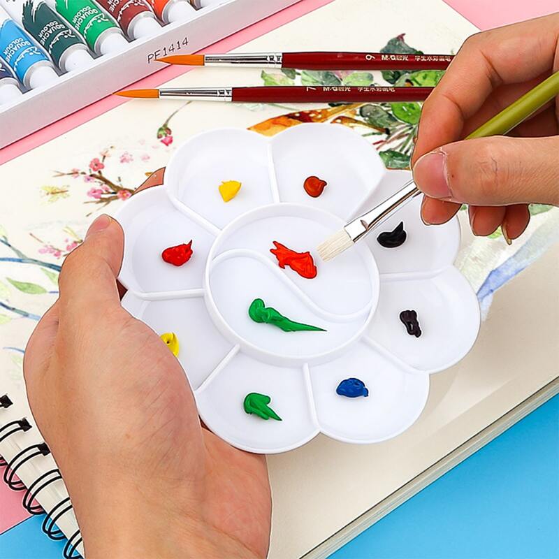 

1pc Flower Shaped Plastic Paint Palette, White
