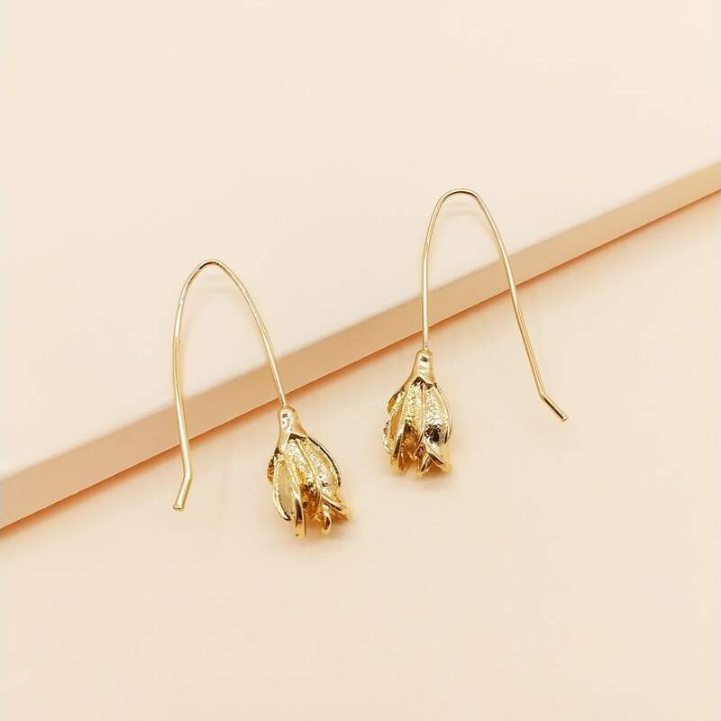 

1pair Flower Decor Earrings, Gold