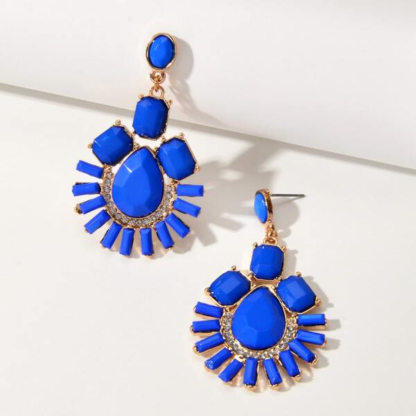 

Серьги-подвески с драгоценными камнями 1 пара, Синий