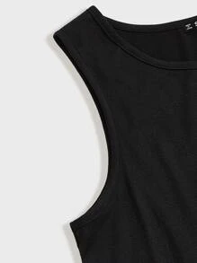 SHEIN Men Watermelon Print Tank Top & Shorts PJ Set - Black - View 4