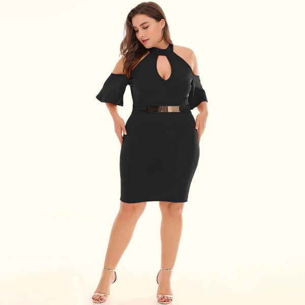 

Платье размера плюс с открытыми плечами, Чёрный