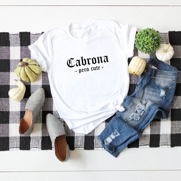 

Letter Graphic Crew Neck Tee, White