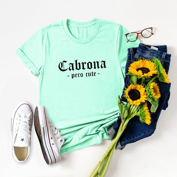 

Letter Graphic Crew Neck Tee, Green