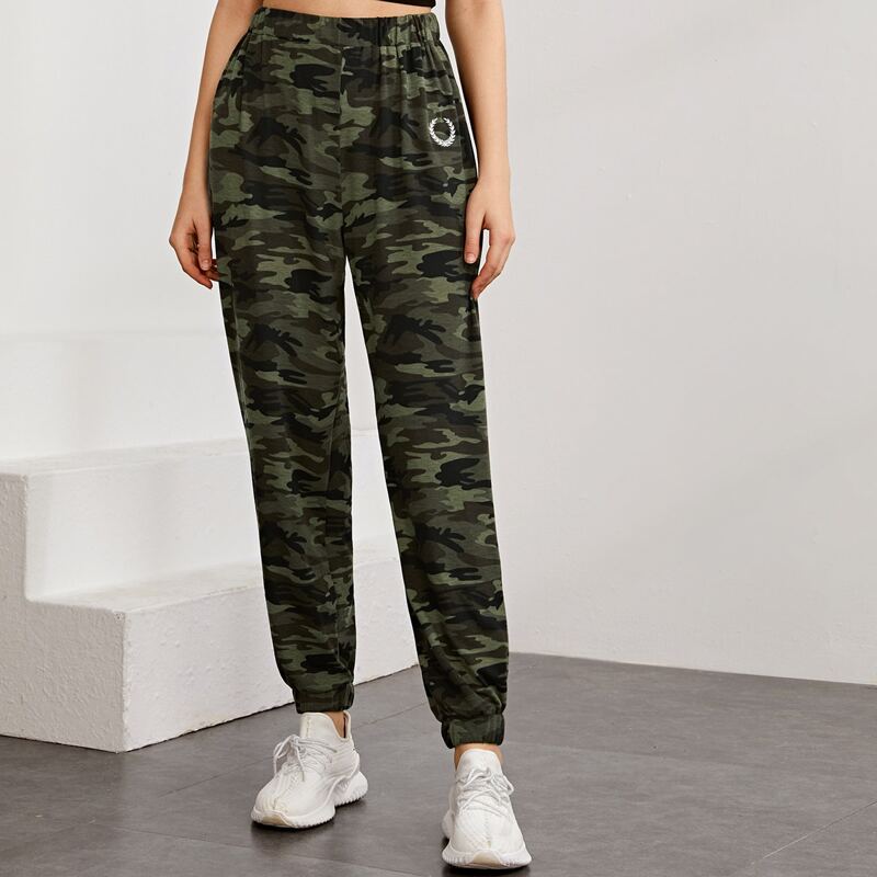 

Embroidered Detail Camo Joggers, Multicolor