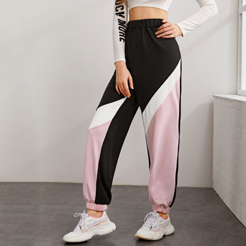 

Elastic Waist Colorblock Sweatpants, Multicolor