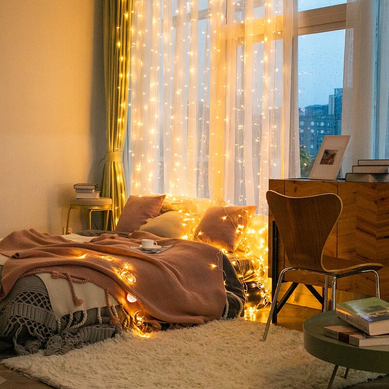 

3m Curtain Decoration String Light With Remote Control, Yellow