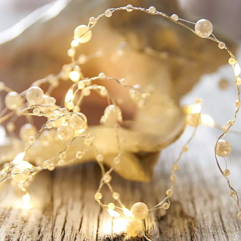 

100pcs Faux Pearl Bulb String Light, Yellow