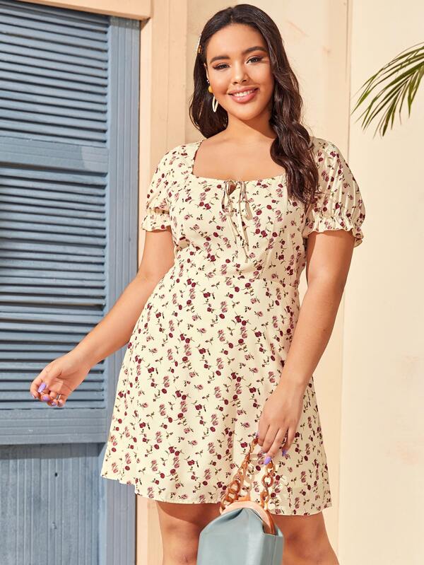 tie front floral dress