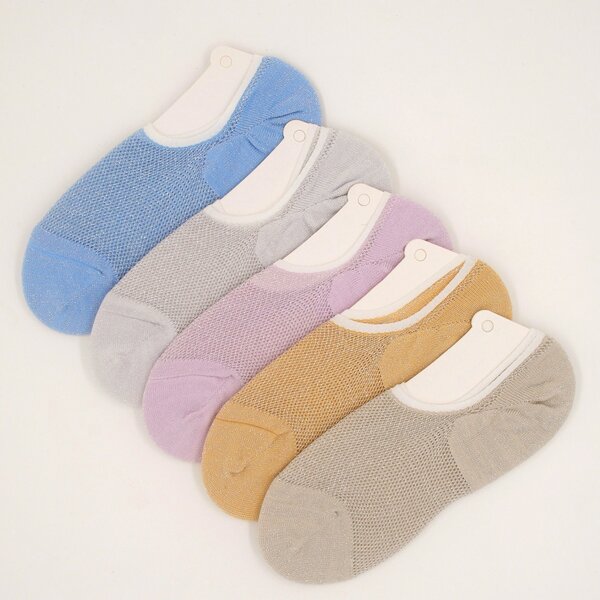 

5pairs Simple Invisible Socks, Multicolor
